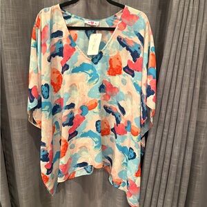 Bright colorful, NWT women’s pullover blouse buddy love loose relaxed top shirt